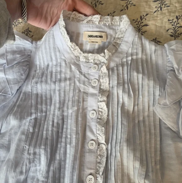 Zadig And Voltaire Timmy Tomboy Shirt In Lilac Size Small - Picture 11 of 16